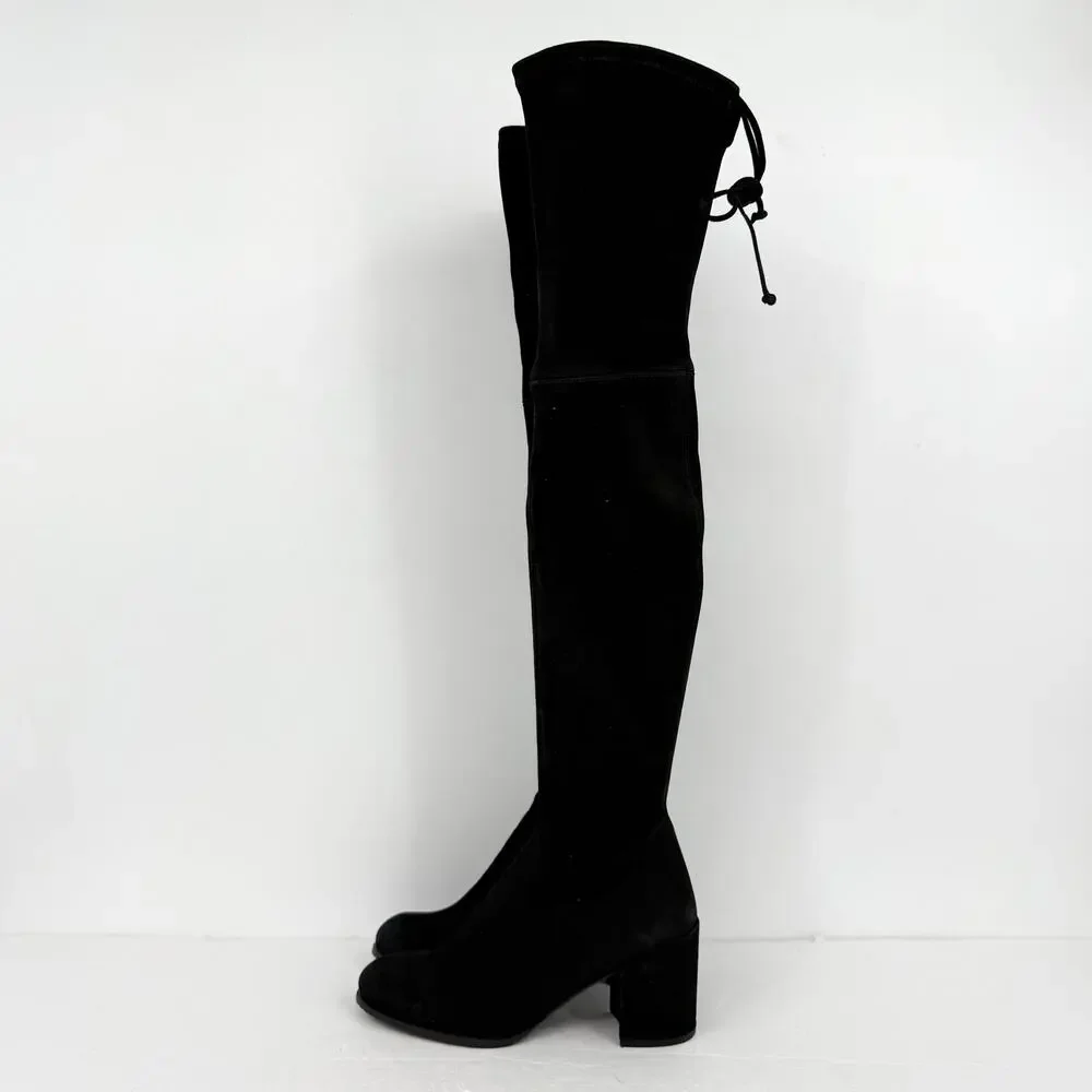 Stuart Weitzman Womens Tieland Over The Knee Boots Size 6 Black Suede EUC